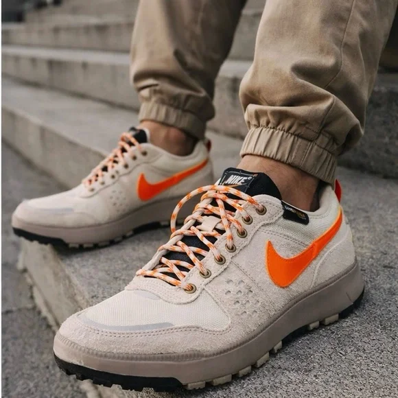 Nike Trail Sneakers Beige Orange Swoosh Cordura Outdoor Shoes Men’s 9.5 NWT - Picture 2 of 14